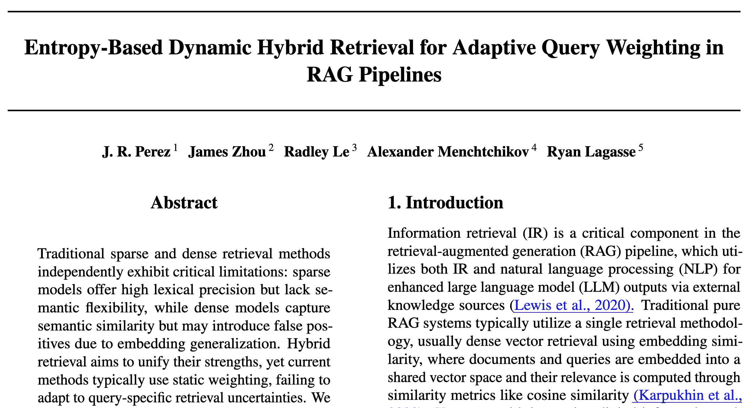 Entropy-Based Dynamic Hybrid Retrieval for Adaptive Query Weighting in RAG Pipelines